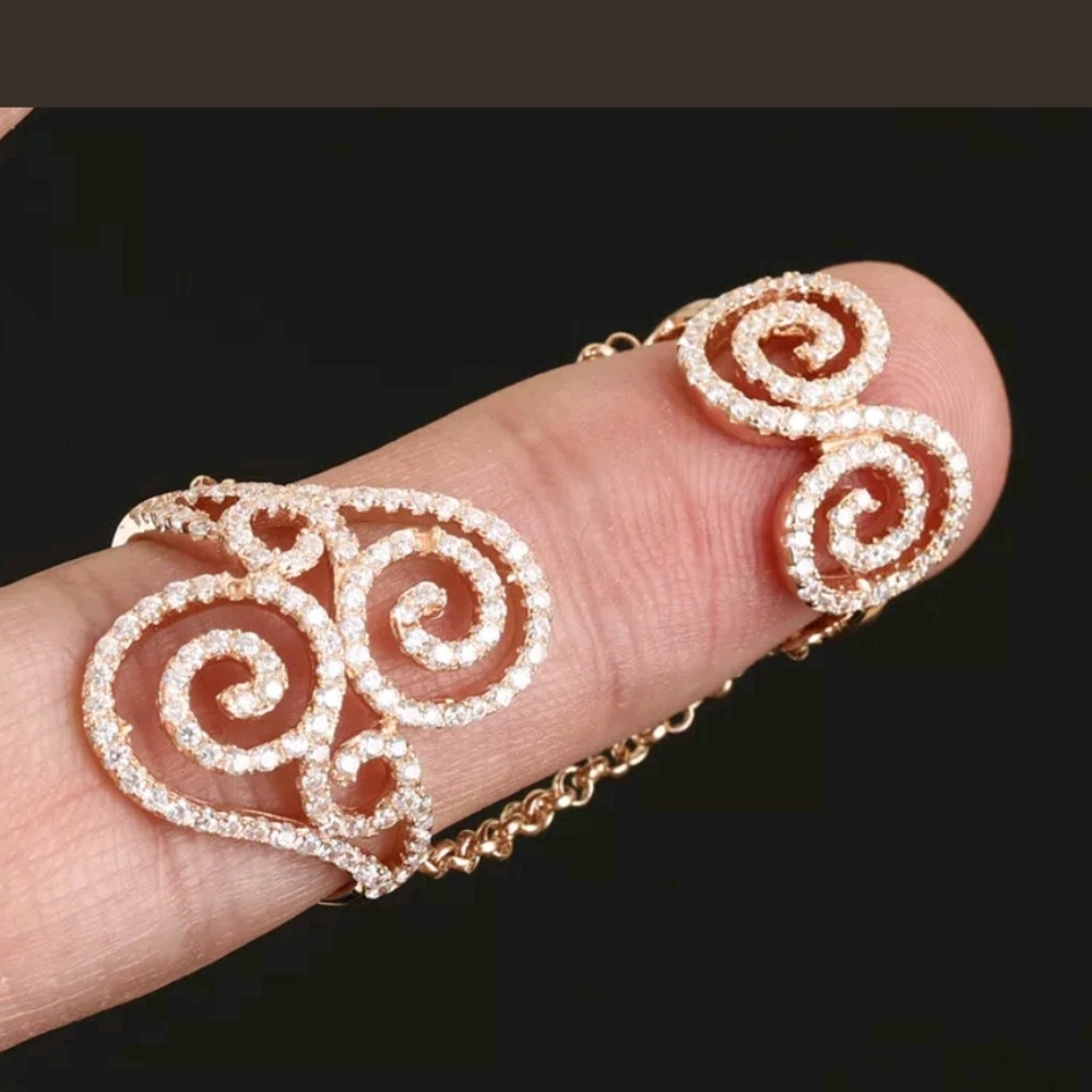 White swirl double ring gold